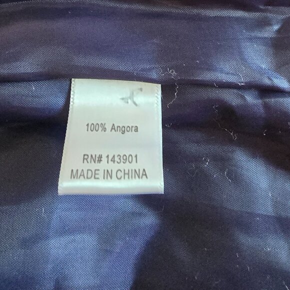 COCO+CARMEN Angora Fur Vest Women S/M Navy Lined full Zip Front Sleeveless - Picture 3 of 15